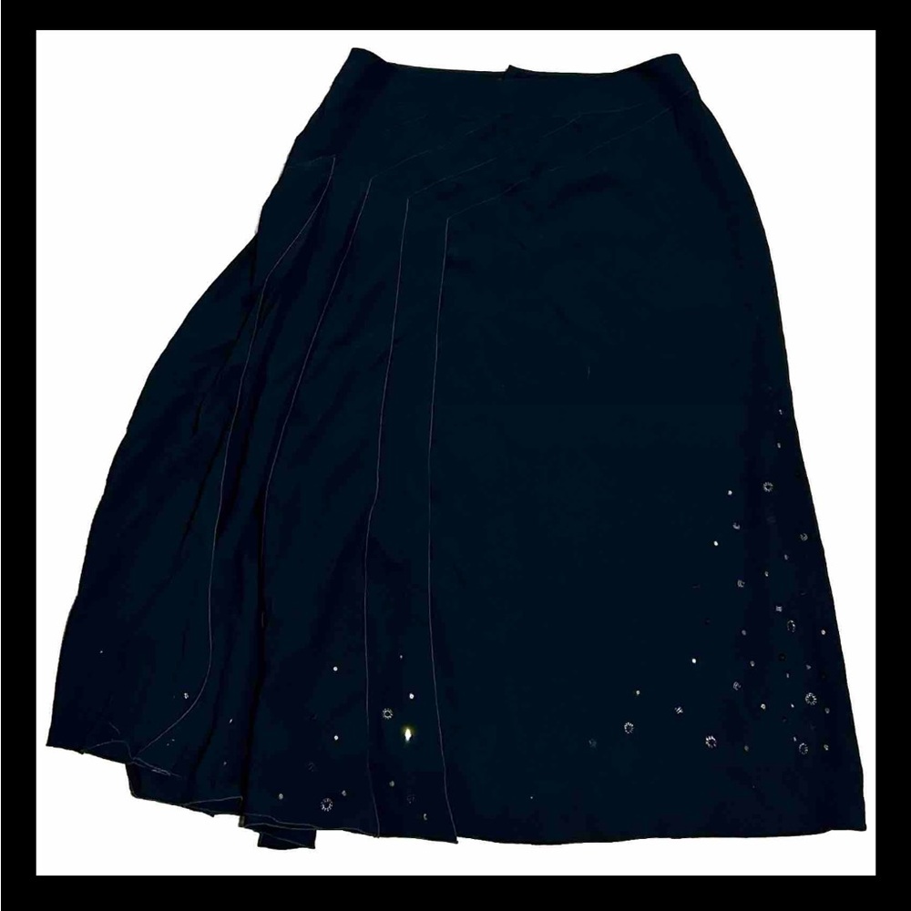 CHANEL Black Silk Embellished Skirt Size 40